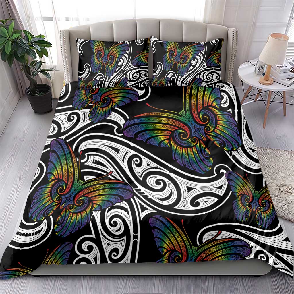 Aotearoa Takatapui Pride Bedding Set Rainbow Butterfly - Free To Love