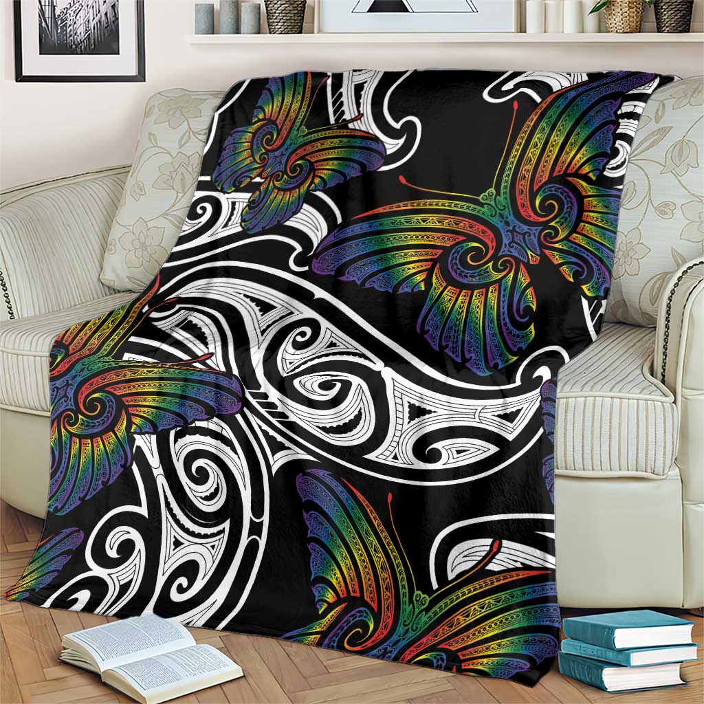Aotearoa Takatapui Pride Blanket Rainbow Butterfly - Free To Love