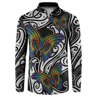Aotearoa Takatapui Pride Button Sweatshirt Rainbow Butterfly - Free To Love