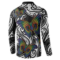 Aotearoa Takatapui Pride Button Sweatshirt Rainbow Butterfly - Free To Love