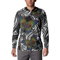 Aotearoa Takatapui Pride Button Sweatshirt Rainbow Butterfly - Free To Love