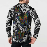 Aotearoa Takatapui Pride Button Sweatshirt Rainbow Butterfly - Free To Love