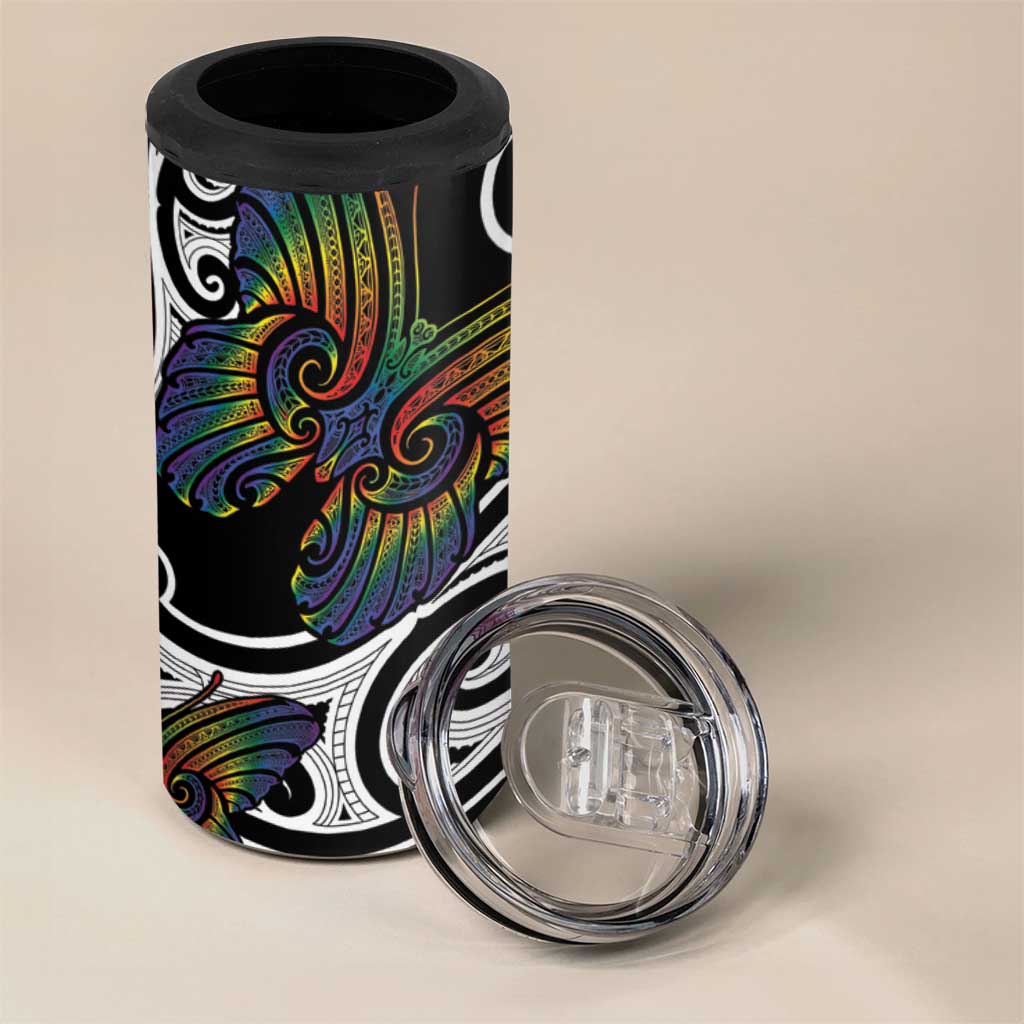 Aotearoa Takatapui Pride 4 in 1 Can Cooler Tumbler Rainbow Butterfly - Free To Love LT7 - Polynesian Pride