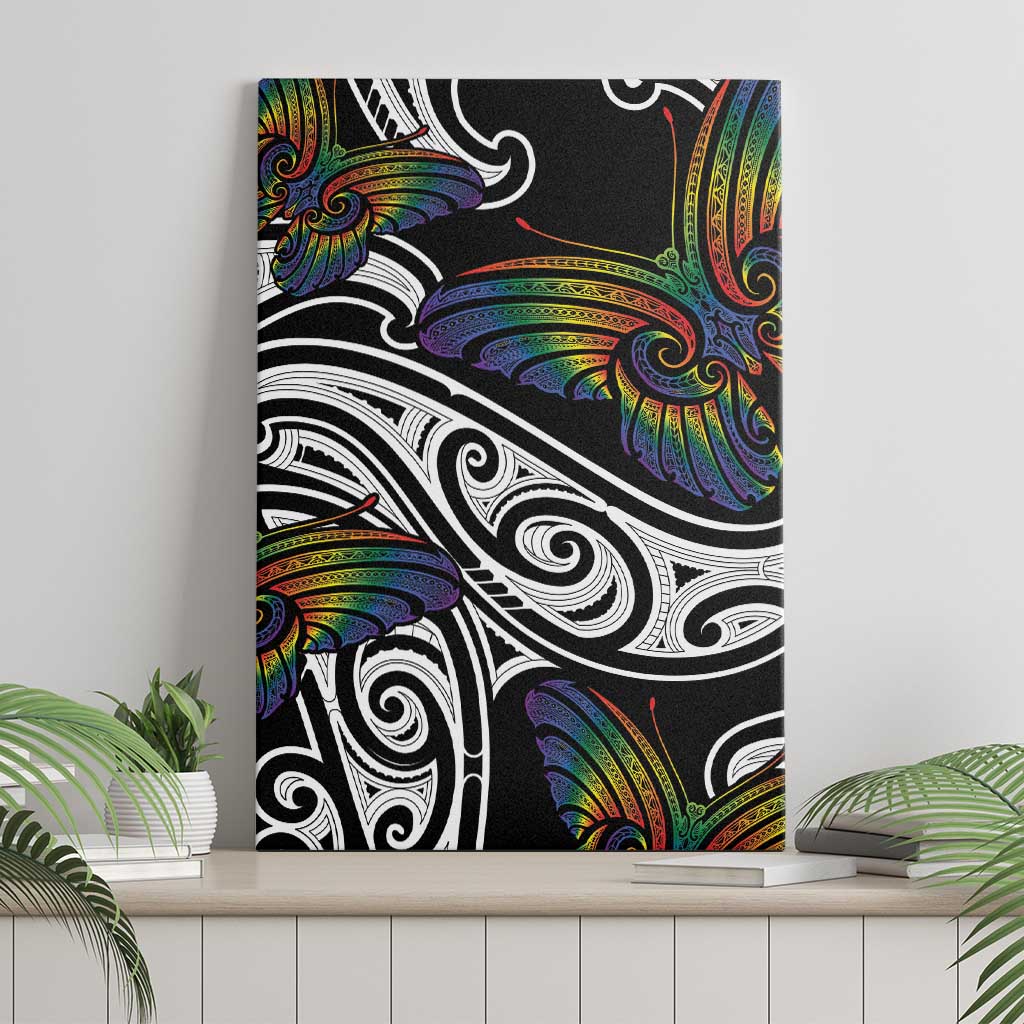 Aotearoa Takatapui Pride Canvas Wall Art Rainbow Butterfly - Free To Love