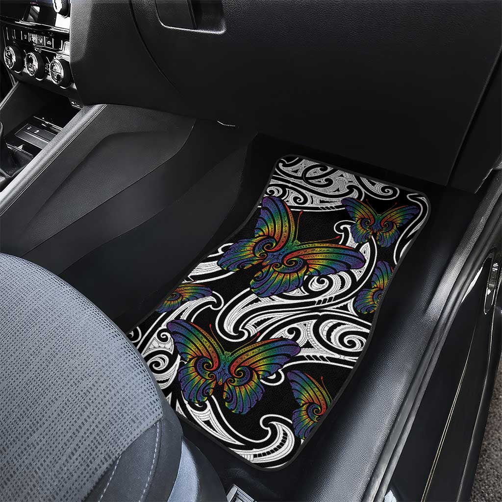 Aotearoa Takatapui Pride Car Mats Rainbow Butterfly - Free To Love