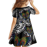 Aotearoa Takatapui Pride Family Matching Off Shoulder Maxi Dress and Hawaiian Shirt Rainbow Butterfly - Free To Love