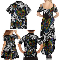 Aotearoa Takatapui Pride Family Matching Summer Maxi Dress and Hawaiian Shirt Rainbow Butterfly - Free To Love LT7 - Polynesian Pride
