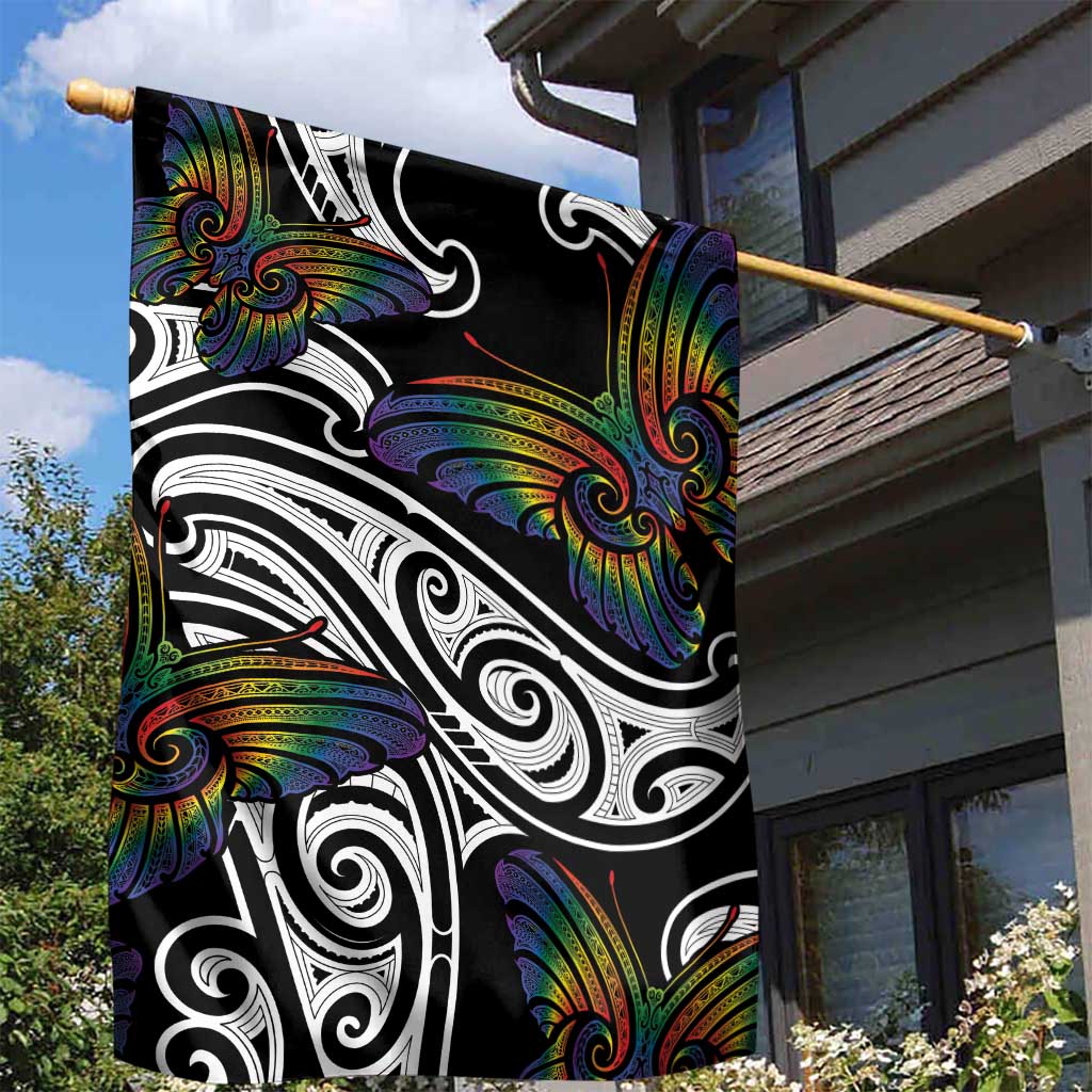 Aotearoa Takatapui Pride Garden Flag Rainbow Butterfly - Free To Love