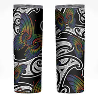 Aotearoa Takatapui Pride Skinny Tumbler Rainbow Butterfly - Free To Love LT7 Black - Polynesian Pride