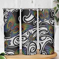 Aotearoa Takatapui Pride Skinny Tumbler Rainbow Butterfly - Free To Love LT7 - Polynesian Pride