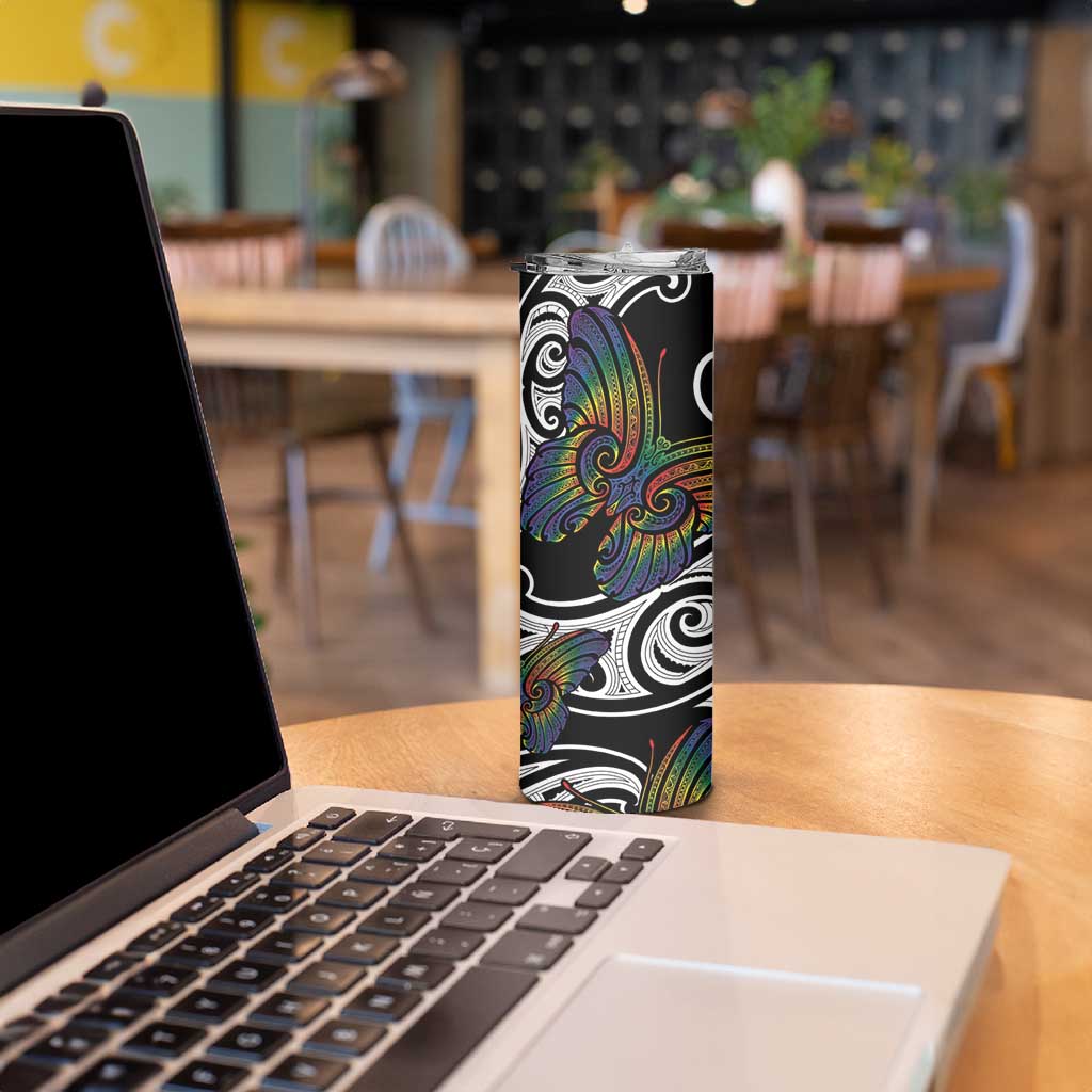 Aotearoa Takatapui Pride Skinny Tumbler Rainbow Butterfly - Free To Love LT7 - Polynesian Pride