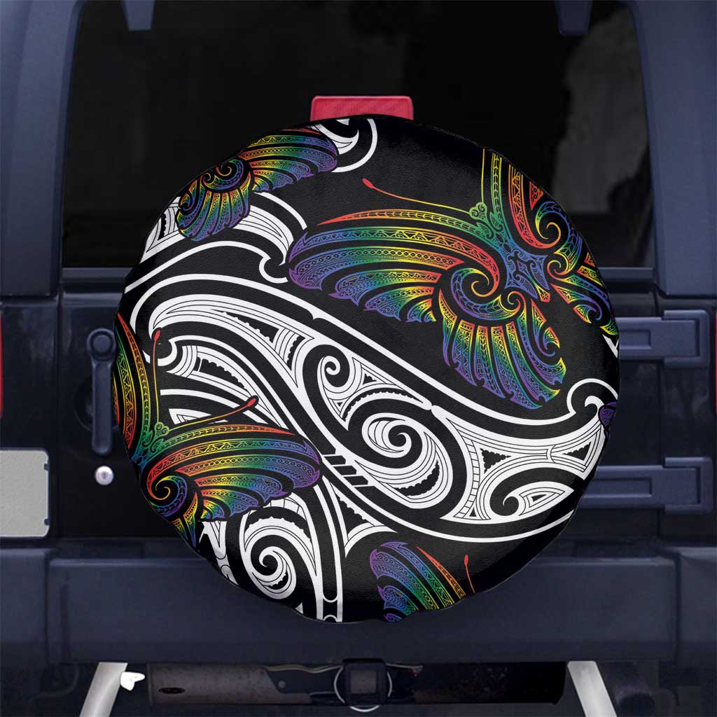 Aotearoa Takatapui Pride Spare Tire Cover Rainbow Butterfly - Free To Love