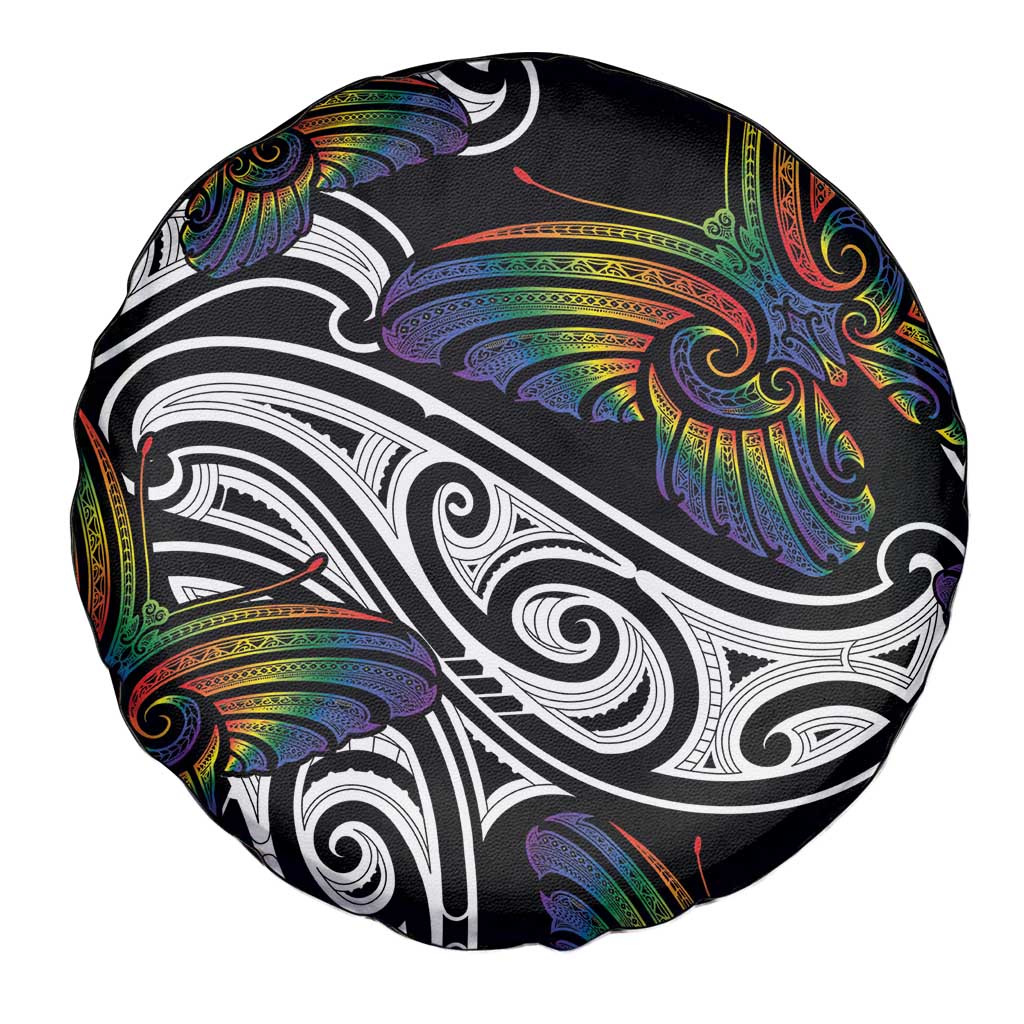 Aotearoa Takatapui Pride Spare Tire Cover Rainbow Butterfly - Free To Love