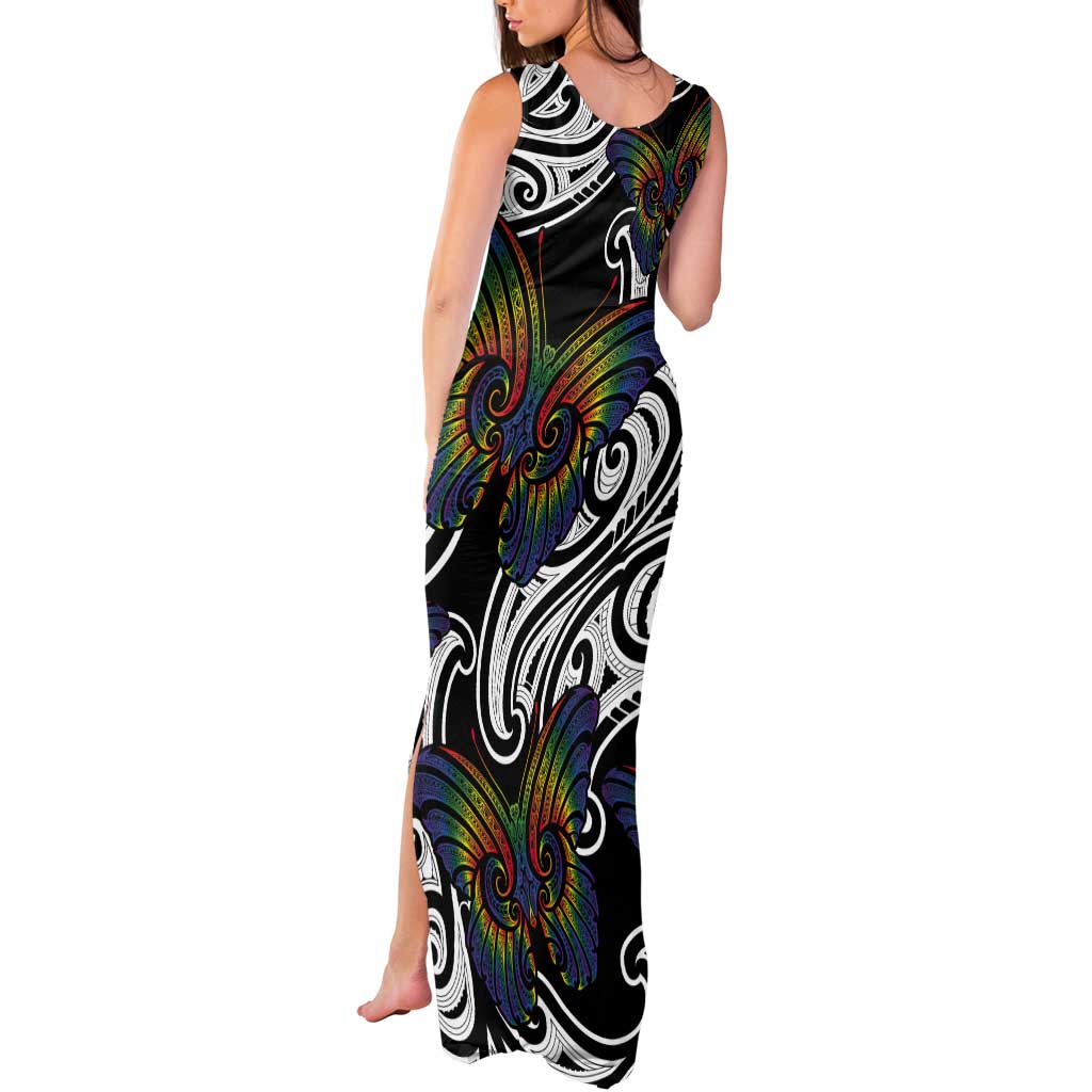 Aotearoa Takatapui Pride Tank Maxi Dress Rainbow Butterfly - Free To Love