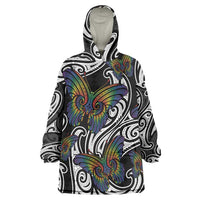 Aotearoa Takatapui Pride Wearable Blanket Hoodie Rainbow Butterfly - Free To Love