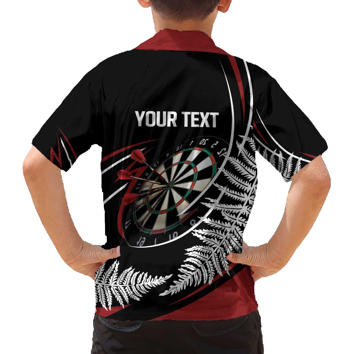 New Zealand Darts Personalised Family Matching Off The Shoulder Long Sleeve Dress and Hawaiian Shirt Silver Fern Dynamic