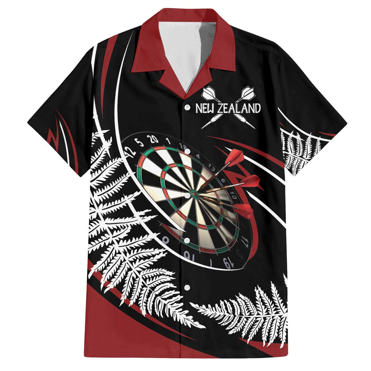 New Zealand Darts Personalised Family Matching Off The Shoulder Long Sleeve Dress and Hawaiian Shirt Silver Fern Dynamic