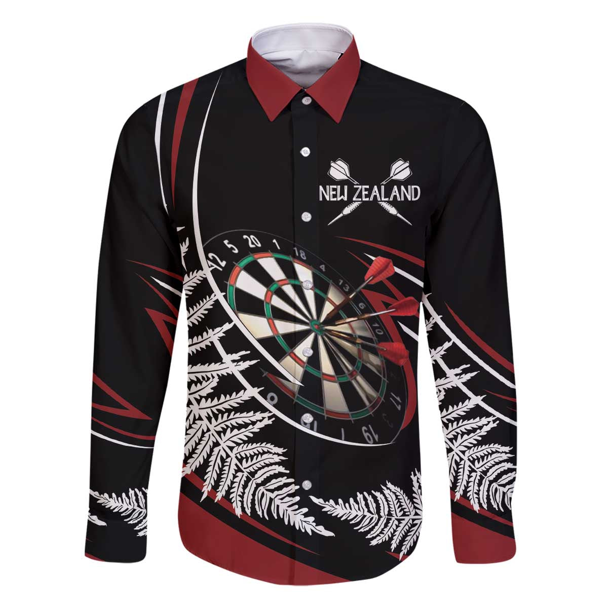 New Zealand Darts Personalised Family Matching Off The Shoulder Long Sleeve Dress and Hawaiian Shirt Silver Fern Dynamic