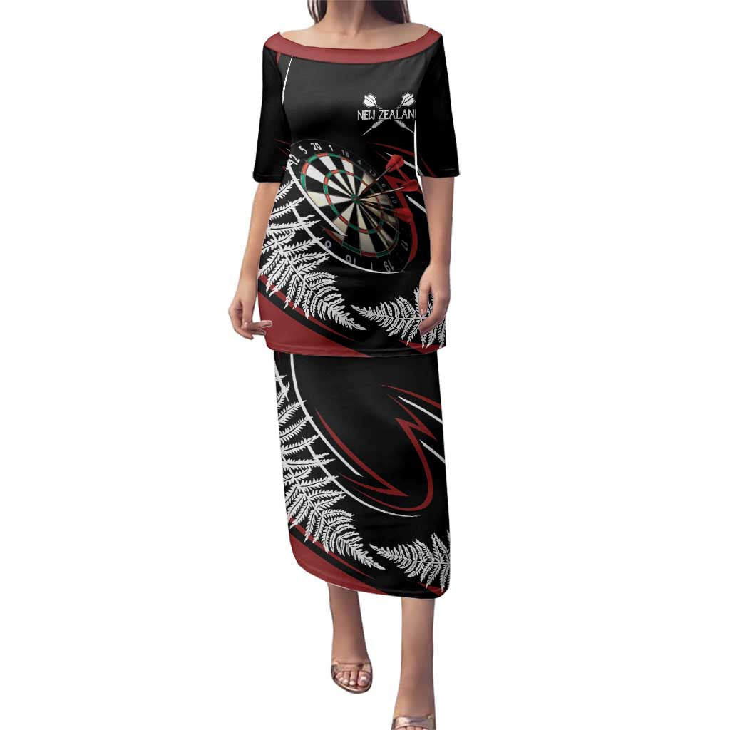 New Zealand Darts Personalised Family Matching Puletasi and Hawaiian Shirt Silver Fern Dynamic