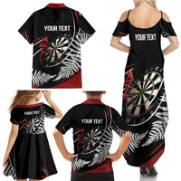 New Zealand Darts Personalised Family Matching Summer Maxi Dress and Hawaiian Shirt Silver Fern Dynamic