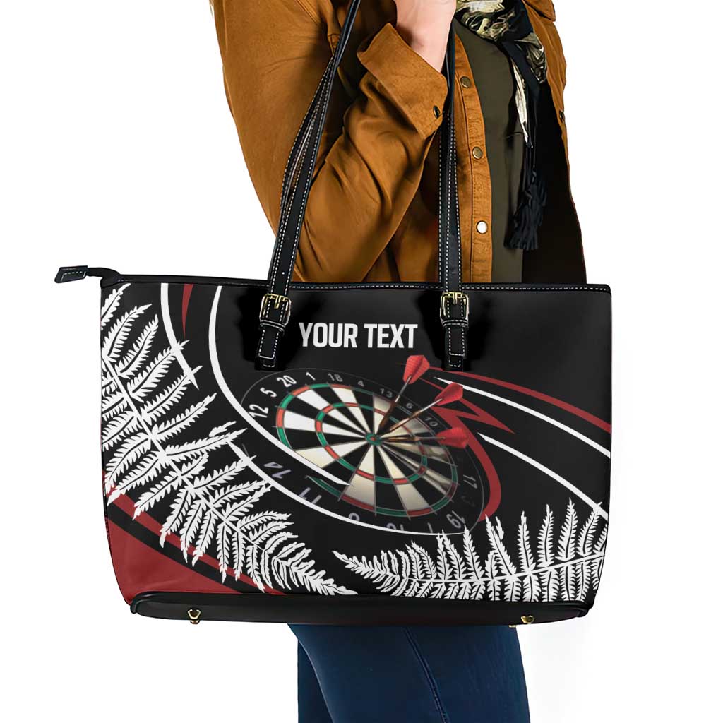New Zealand Darts Personalised Leather Tote Bag Silver Fern Dynamic LT7 - Polynesian Pride