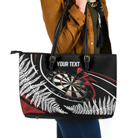 New Zealand Darts Personalised Leather Tote Bag Silver Fern Dynamic LT7 - Polynesian Pride