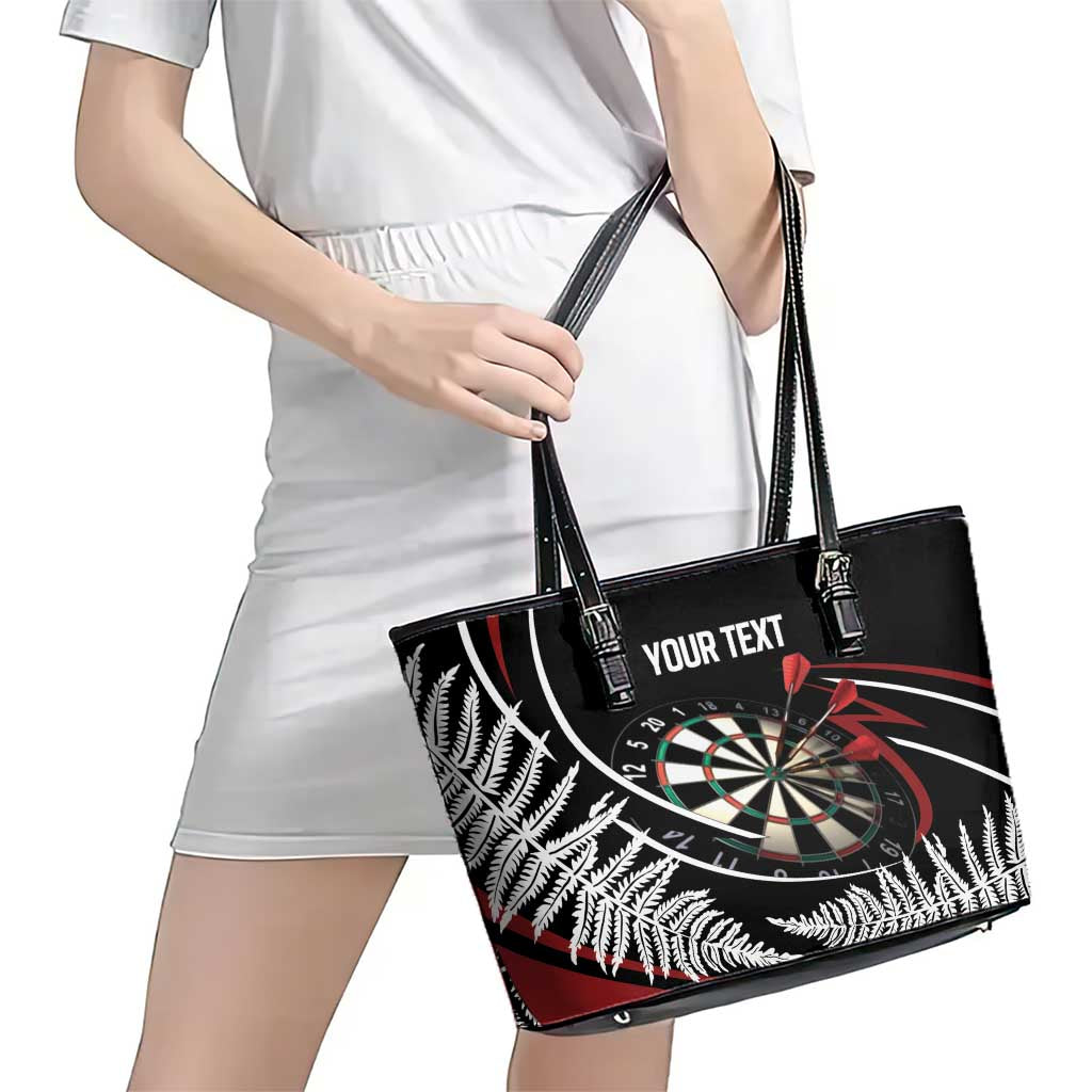 New Zealand Darts Personalised Leather Tote Bag Silver Fern Dynamic LT7 - Polynesian Pride