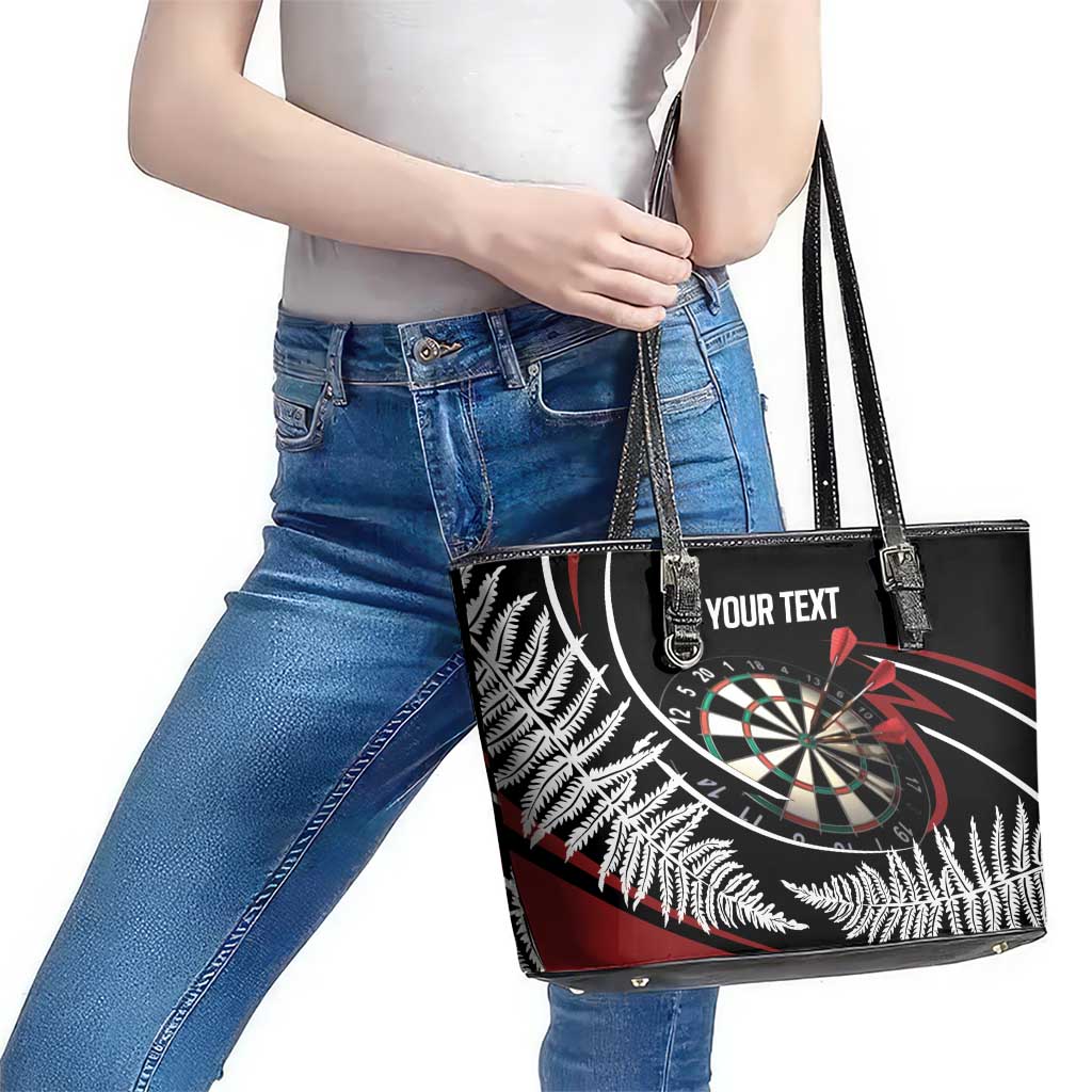 New Zealand Darts Personalised Leather Tote Bag Silver Fern Dynamic LT7 - Polynesian Pride