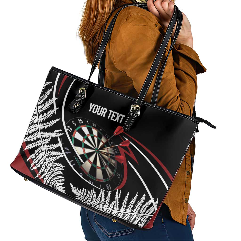 New Zealand Darts Personalised Leather Tote Bag Silver Fern Dynamic LT7 - Polynesian Pride