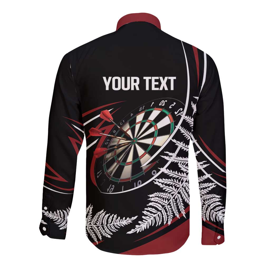New Zealand Darts Personalised Long Sleeve Button Shirt Silver Fern Dynamic LT7 - Polynesian Pride