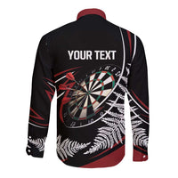 New Zealand Darts Personalised Long Sleeve Button Shirt Silver Fern Dynamic LT7 - Polynesian Pride
