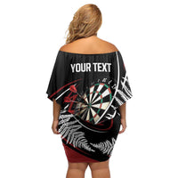 New Zealand Darts Personalised Off Shoulder Short Dress Silver Fern Dynamic
