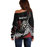 New Zealand Darts Personalised Off Shoulder Sweater Silver Fern Dynamic LT7 - Polynesian Pride