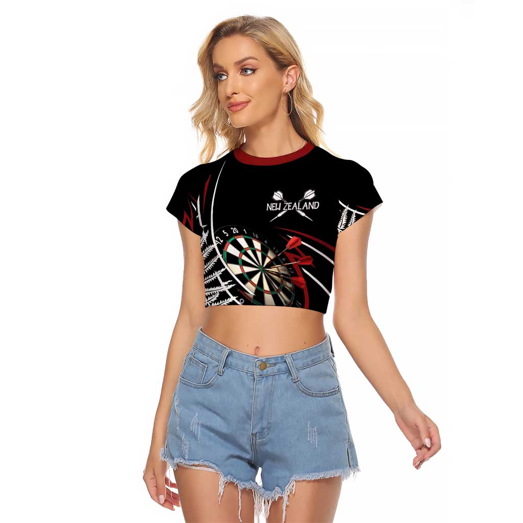 New Zealand Darts Personalised Raglan Cropped T Shirt Silver Fern Dynamic
