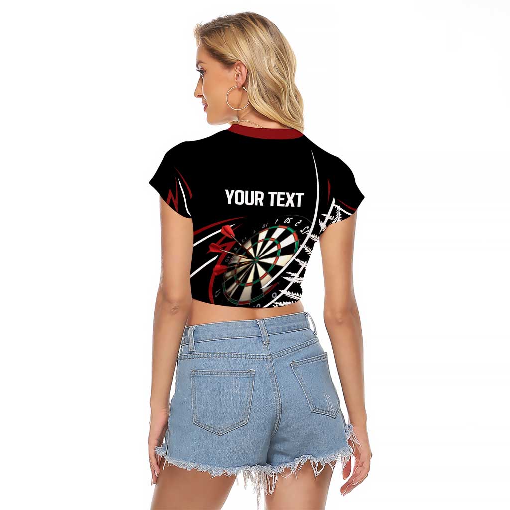 New Zealand Darts Personalised Raglan Cropped T Shirt Silver Fern Dynamic