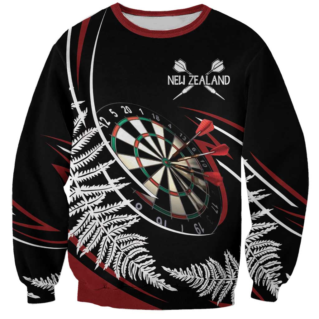 New Zealand Darts Personalised Sweatshirt Silver Fern Dynamic LT7 Unisex Red - Polynesian Pride