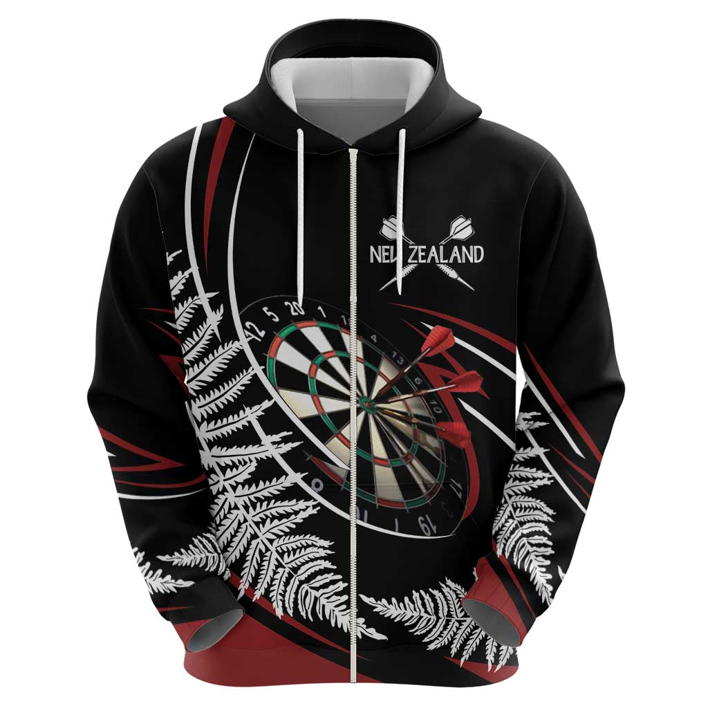 New Zealand Darts Personalised Zip Hoodie Silver Fern Dynamic