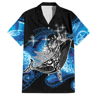 Maori Matariki Te Araroa Paikea Starry Family Matching Off Shoulder Short Dress and Hawaiian Shirt Tangaroa Whakatauki LT7 Dad's Shirt - Short Sleeve Black - Polynesian Pride