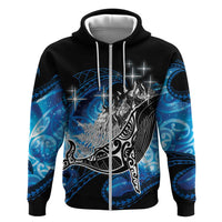 Maori Matariki Te Araroa Paikea Starry Hoodie Tangaroa Whakatauki LT7 Zip Hoodie Black - Polynesian Pride