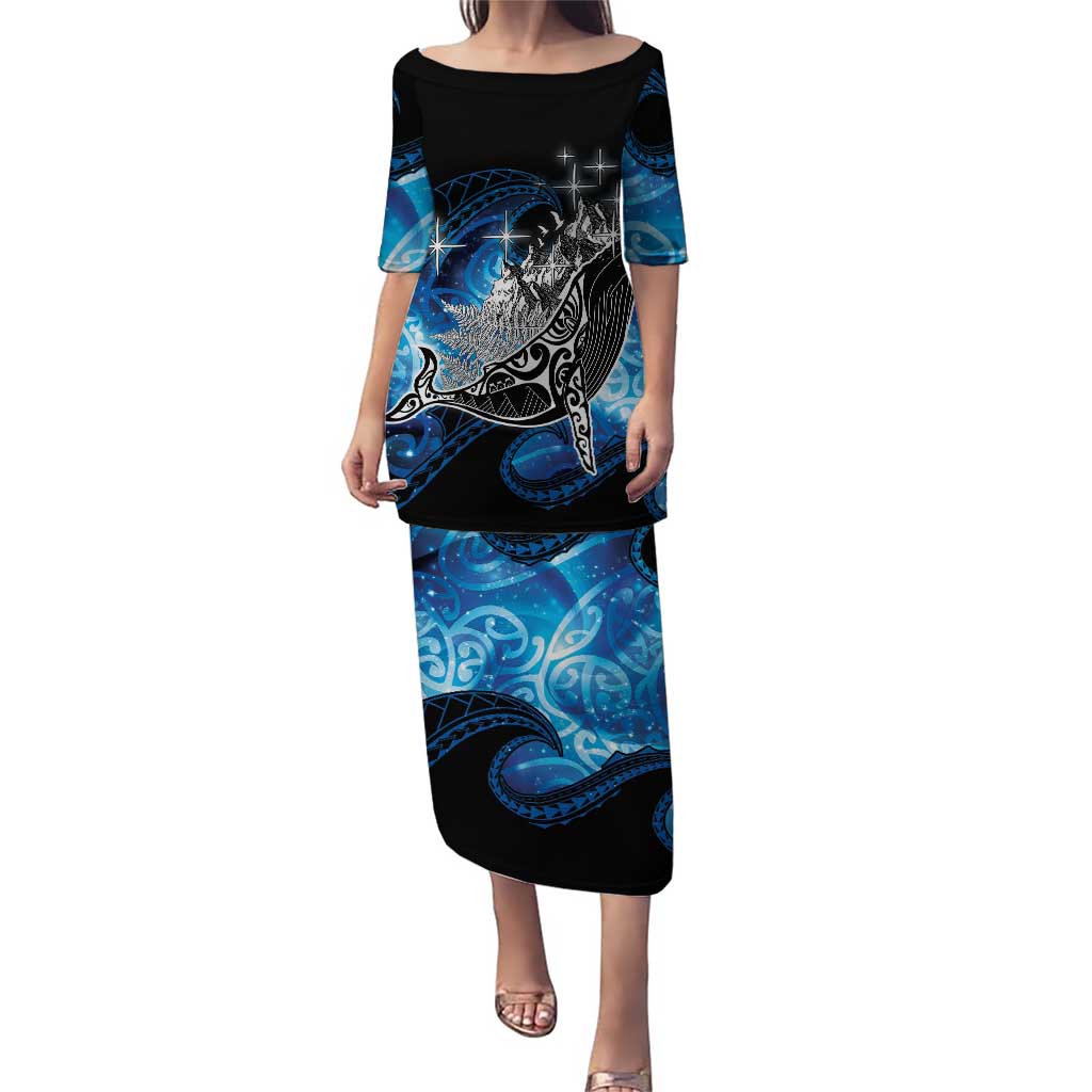 Maori Matariki Te Araroa Paikea Starry Puletasi Tangaroa Whakatauki LT7 Long Dress Black - Polynesian Pride