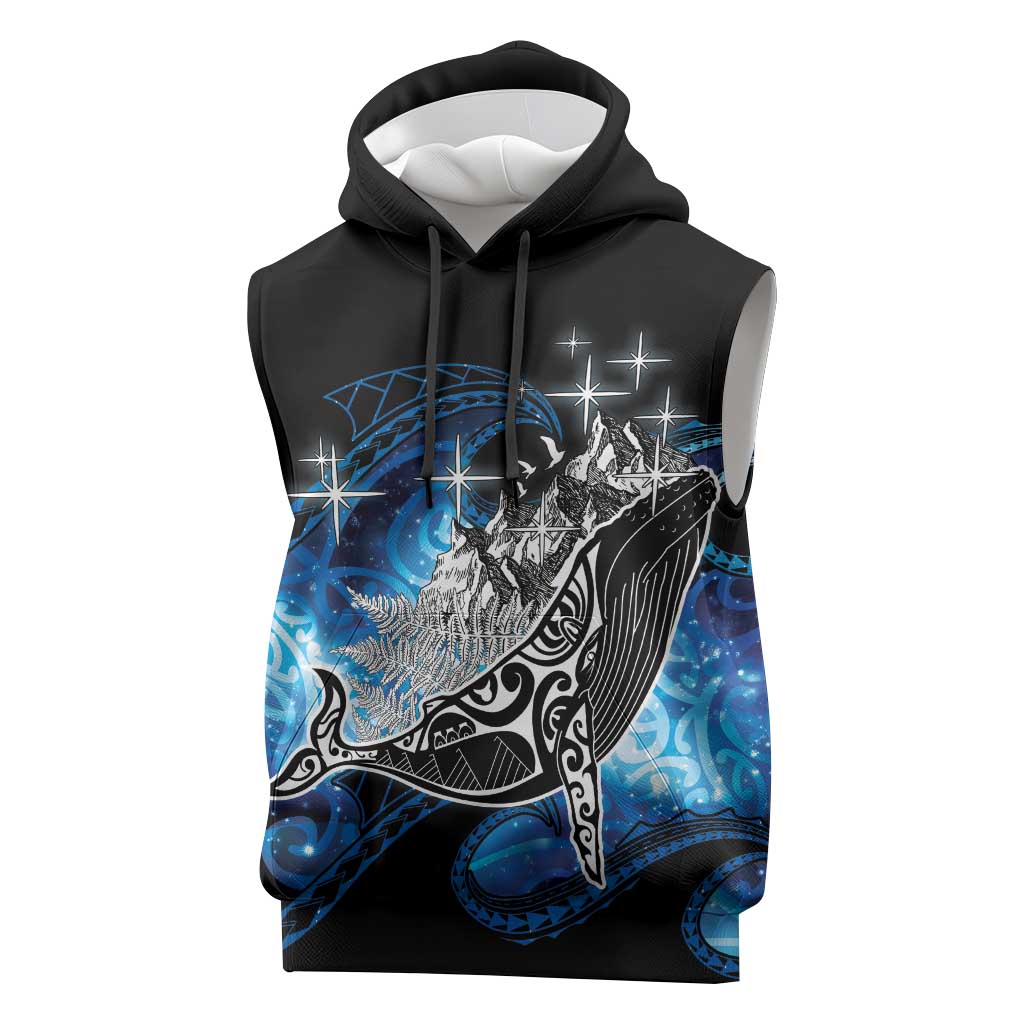Maori Matariki Te Araroa Paikea Starry Sleeveless Hoodie Tangaroa Whakatauki LT7 Black - Polynesian Pride