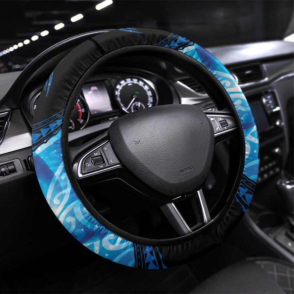 Maori Matariki Te Araroa Paikea Starry Steering Wheel Cover Tangaroa Whakatauki LT7 Universal Fit Black - Polynesian Pride