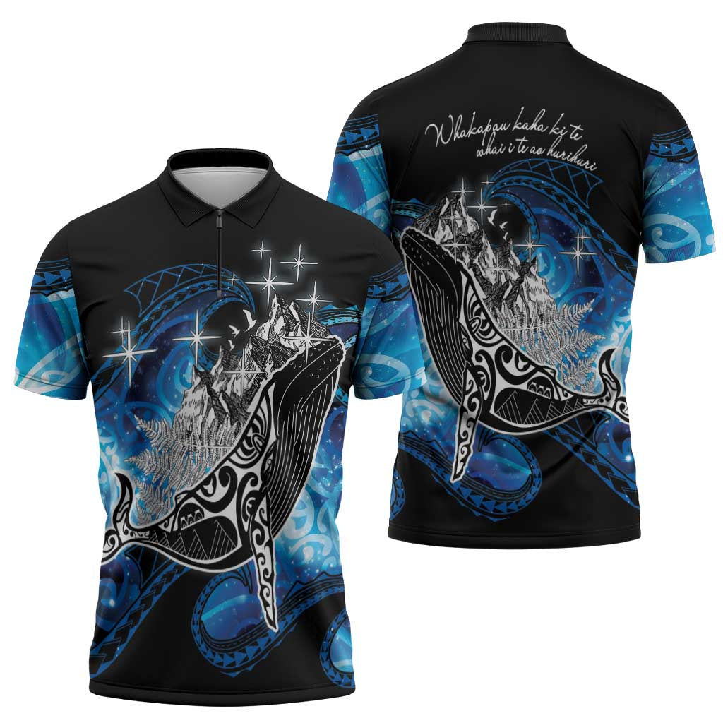 Maori Matariki Te Araroa Paikea Starry Zipper Polo Shirt Tangaroa Whakatauki LT7 - Polynesian Pride