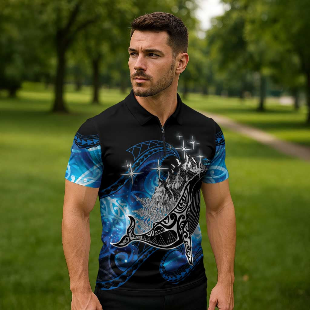 Maori Matariki Te Araroa Paikea Starry Zipper Polo Shirt Tangaroa Whakatauki LT7 - Polynesian Pride