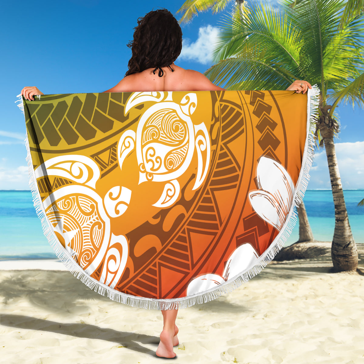 Kanaka Maoli Hawaii Flag Day Beach Blanket Vibrant Frangipani LT7 - Polynesian Pride