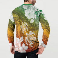 Kanaka Maoli Hawaii Flag Day Button Sweatshirt Vibrant Frangipani