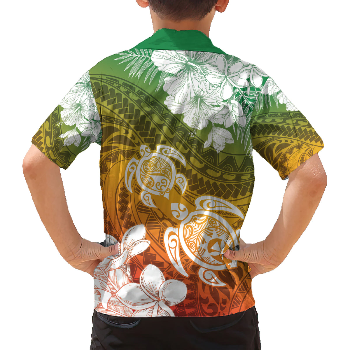 Kanaka Maoli Hawaii Flag Day Kid Hawaiian Shirt Vibrant Frangipani