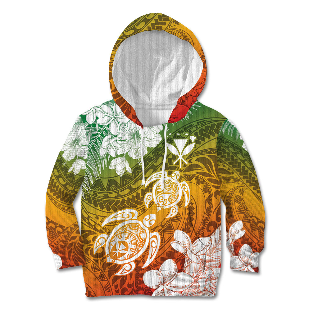 Kanaka Maoli Hawaii Flag Day Kid Hoodie Vibrant Frangipani