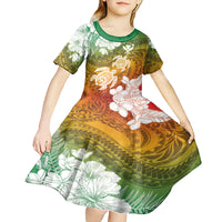 Kanaka Maoli Hawaii Flag Day Kid Short Sleeve Dress Vibrant Frangipani