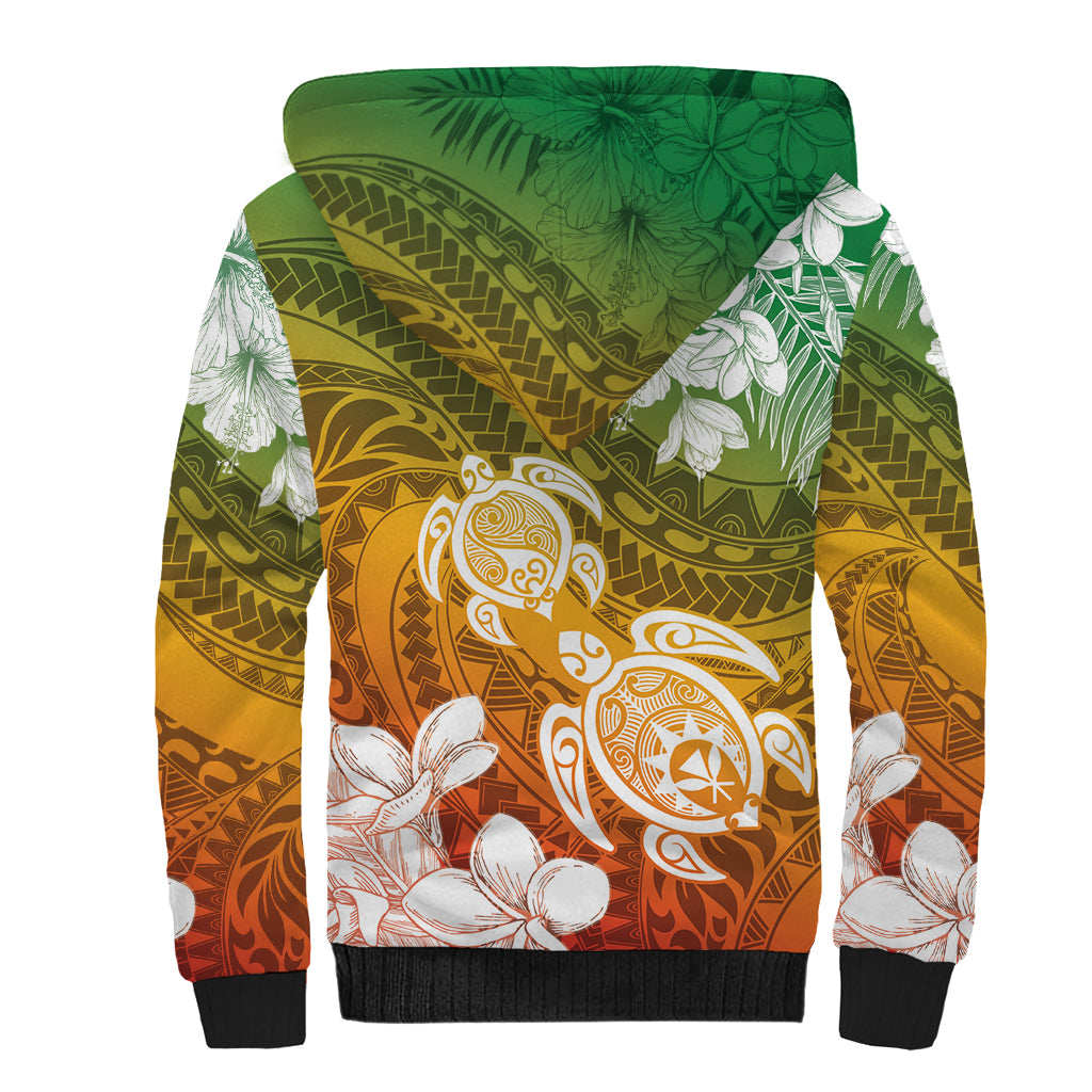 Kanaka Maoli Hawaii Flag Day Sherpa Hoodie Vibrant Frangipani